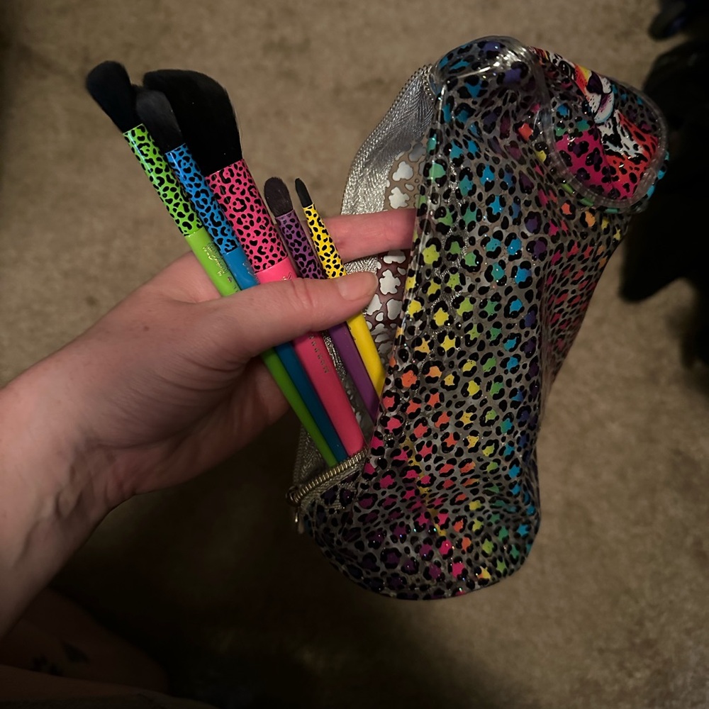 Lisa frank made up brush set and bag